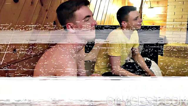 Gay cousins give in to forbidden desire and get caught hooking up at their uncle's place