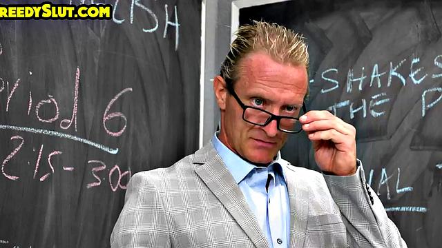 Greedy 21yo college student smashed by teacher after gagging on cock