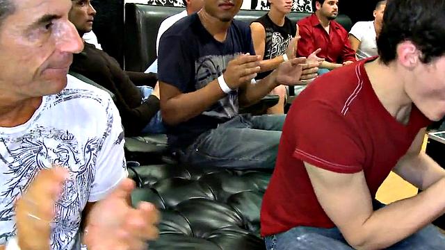 Real stripper gets sucked at BJ party by lucky guests