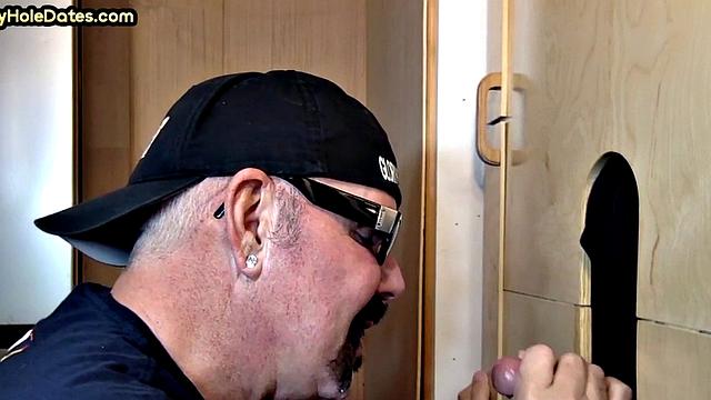 Amateur with mustache deepthroating