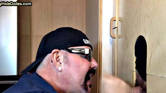 Amateur with mustache deepthroating