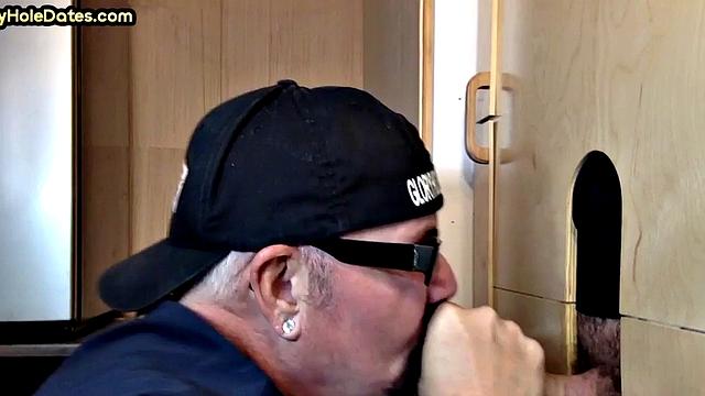 Amateur with mustache deepthroating