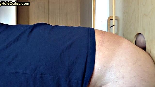 Amateur with mustache deepthroating