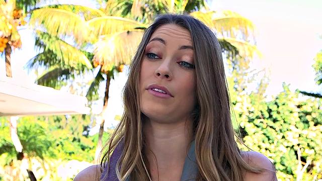 Watch this tattooed young brunette get her tight pussy pounded in doggystyle on the sofa outdoors