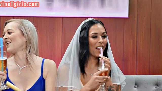 Lesbian busty tgirl drilling bride
