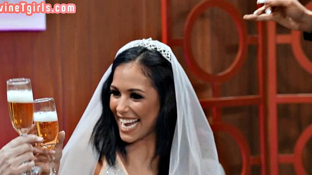 Lesbian busty tgirl drilling bride