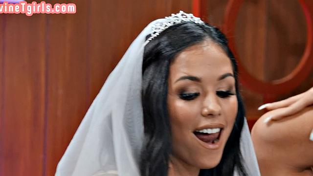 Lesbian busty tgirl drilling bride