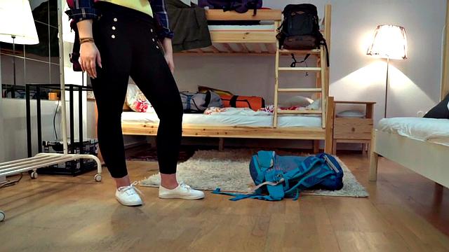 Hostel roommates passionately ride and suck in 3some