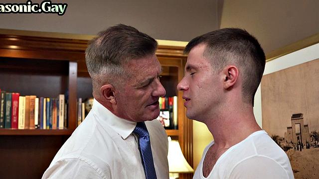 Dominant DILF fucks office bottom stud's asshole