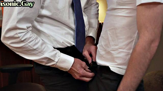 Dominant DILF fucks office bottom stud's asshole