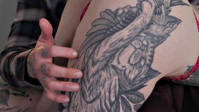 Tattooed Redhead Alt Girl Penny Archer Plays with Her Tits Before A Doggystyle Fucking