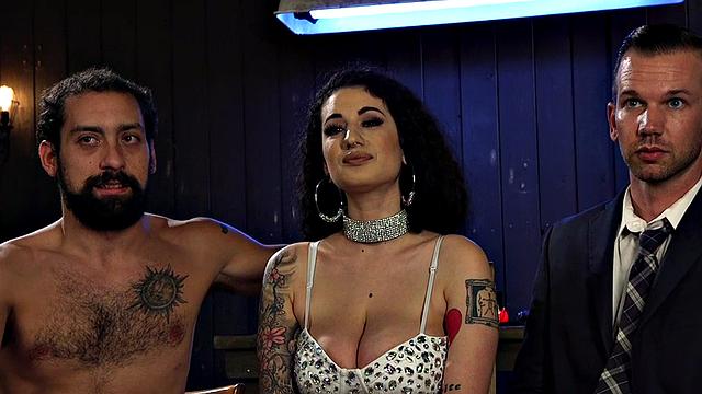 Femdom MILF pegs and humiliates her sub in 3some