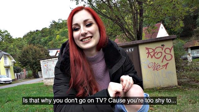 Picked up redhead fucked in doggystyle for cash