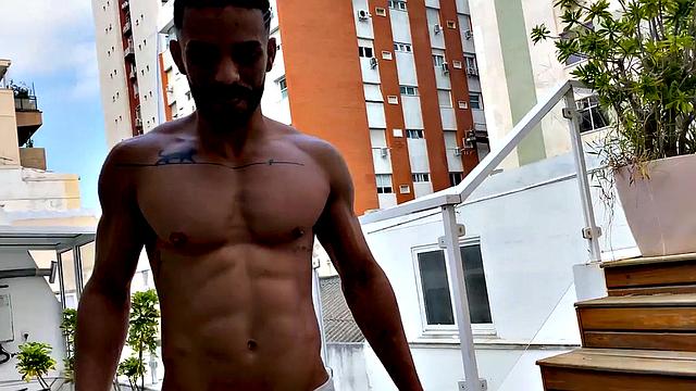 hard-bodied pool boy seduces his client with intense gay action by the water