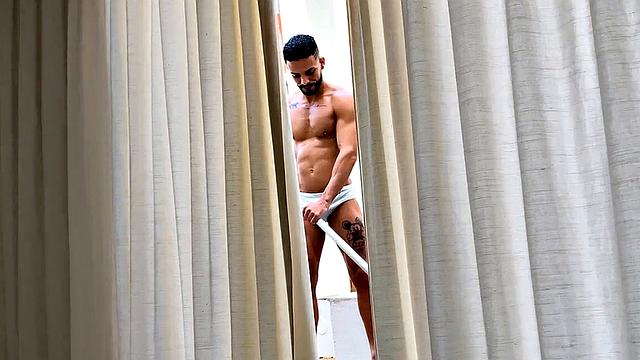 hard-bodied pool boy seduces his client with intense gay action by the water