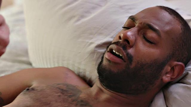 Interracial lover giving rimjob