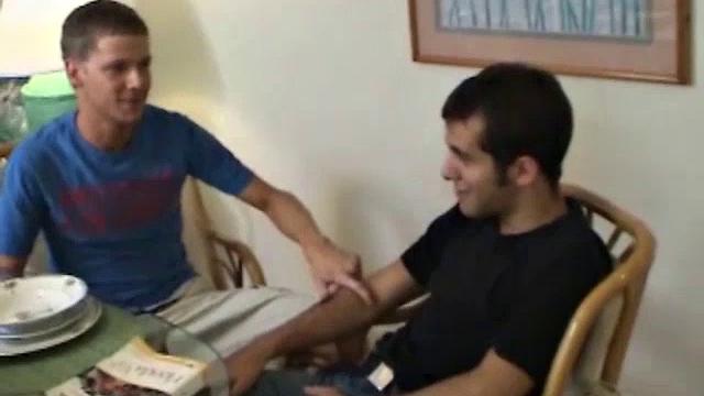 Lucifer and Cade are a couple of hung college frat pledges. Lucifer shows his self-sucking ability, before Cade swallows all ten inches.