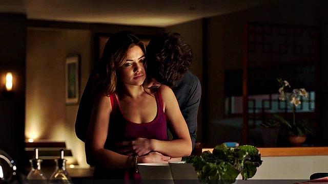 Brunette Danielle Campbell in steamy lingerie and jeans