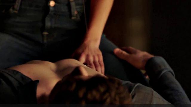 Brunette Danielle Campbell in steamy lingerie and jeans