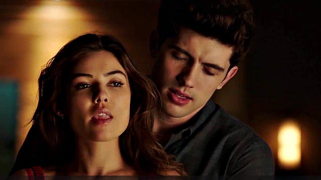 Brunette Danielle Campbell in steamy lingerie and jeans