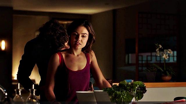 Brunette Danielle Campbell in steamy lingerie and jeans