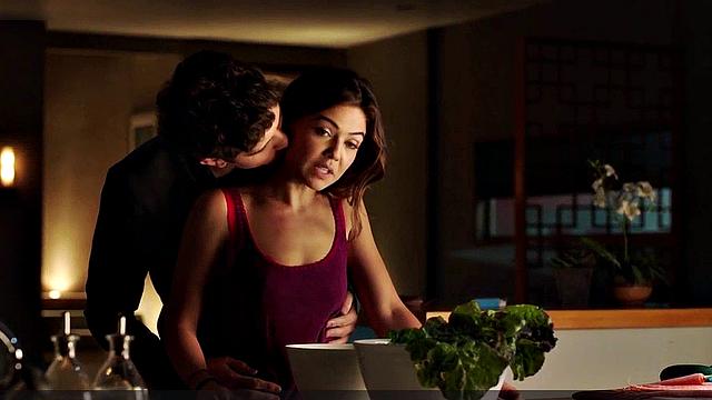 Brunette Danielle Campbell in steamy lingerie and jeans