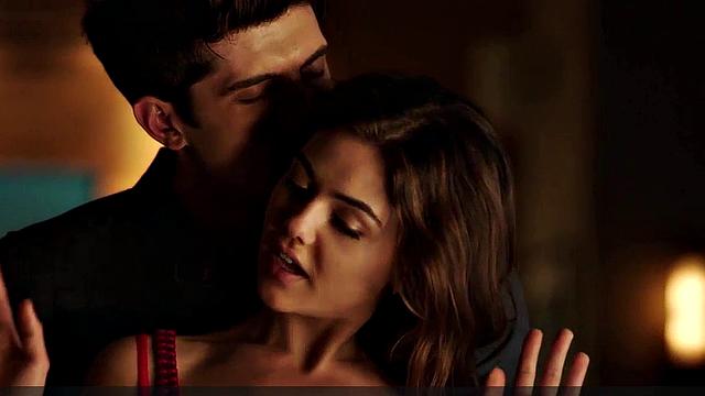 Brunette Danielle Campbell in steamy lingerie and jeans