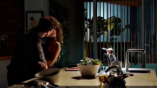 Brunette Danielle Campbell in steamy lingerie and jeans