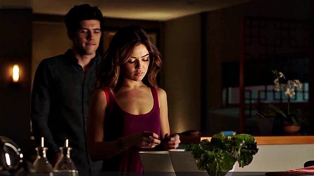 Brunette Danielle Campbell in steamy lingerie and jeans