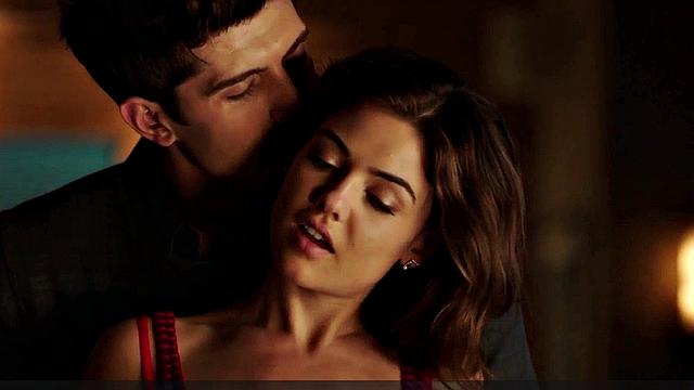 Brunette Danielle Campbell in steamy lingerie and jeans