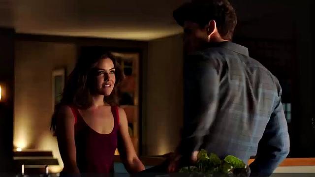 Brunette Danielle Campbell in steamy lingerie and jeans