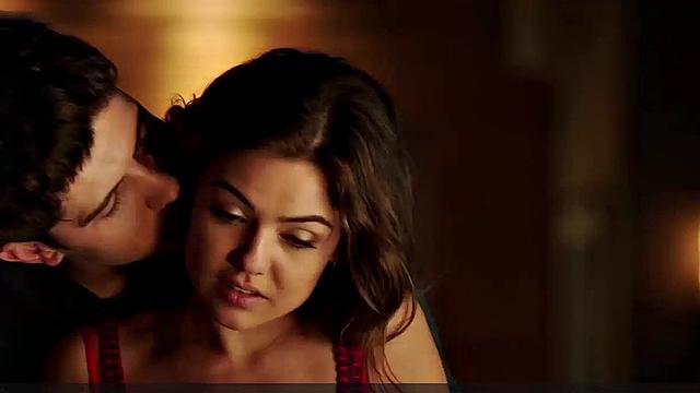 Brunette Danielle Campbell in steamy lingerie and jeans