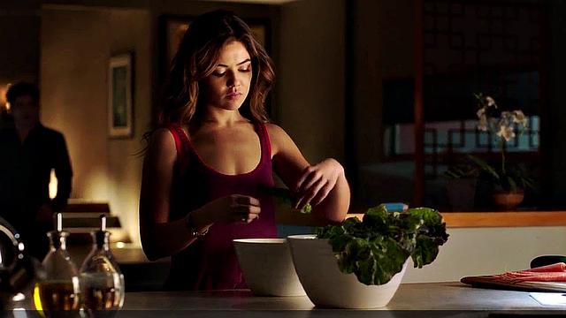 Brunette Danielle Campbell in steamy lingerie and jeans