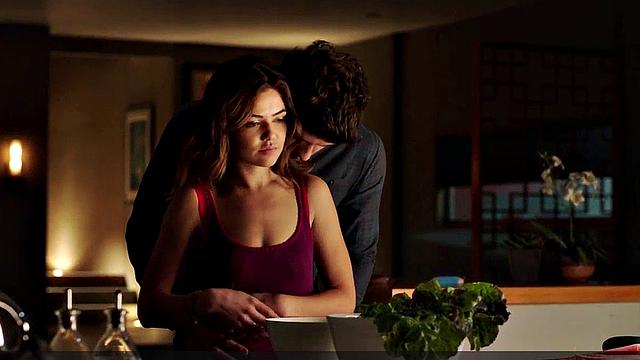 Brunette Danielle Campbell in steamy lingerie and jeans