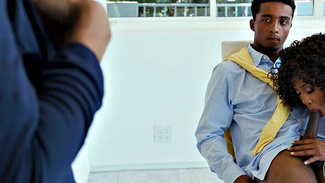 Stepmom with big boobs and bushy pussy goes wild with stepson in wild threesome