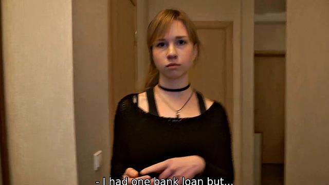 DEBT4k. Man comes to the Russian debtor and drills shaved pussy