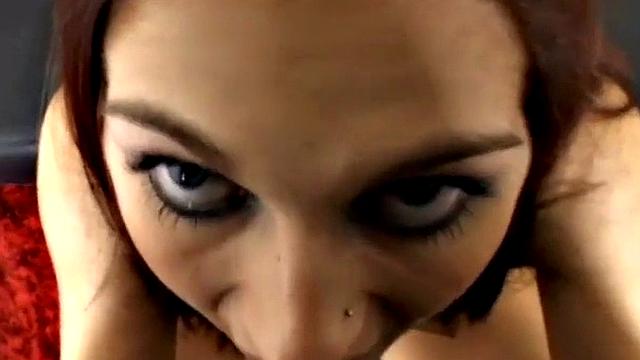 Hot whore sucks on rock hard dick