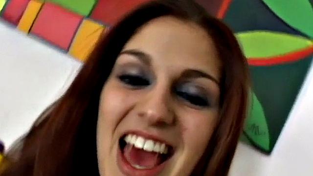 Hot whore sucks on rock hard dick