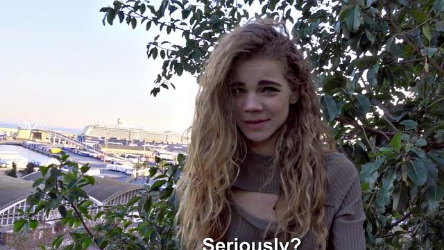 Pulled euro teen fucked outdoors before sucking dick