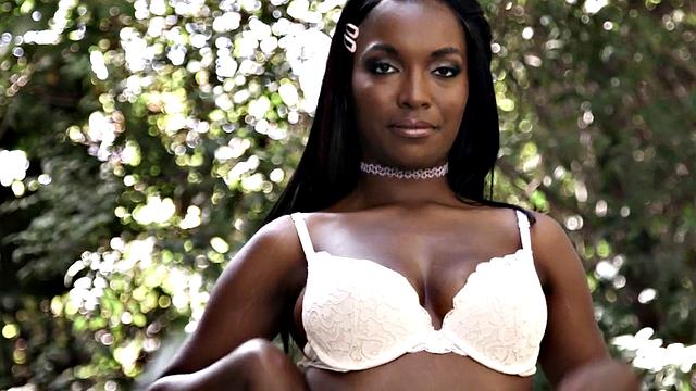 Nubian babe teases in lingerie and blows before sex