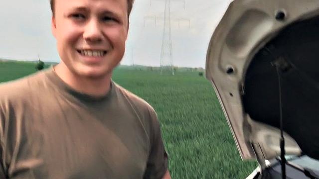 Euro stud outdoor public POV assfucked for money