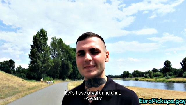watch this straight stud suck cock outdoors for extra cash