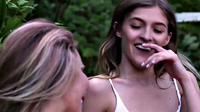 CFNM outdoor ladies suck and wank cock in group BJ