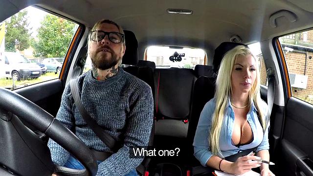 Bigtit UK milf blows shaft before pussy pounded in the car