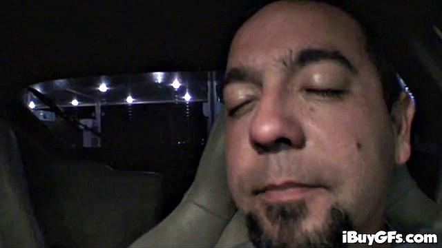 Riley Evans sucks in the back of a car