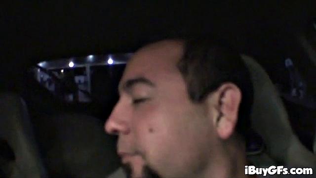 Riley Evans sucks in the back of a car