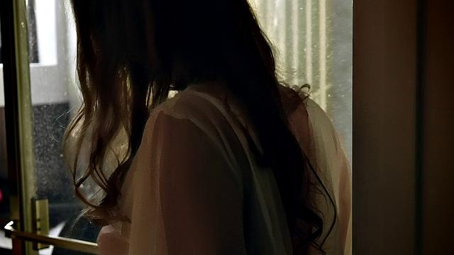 Kinky blonde deviant devours her own pussy in the bathtub