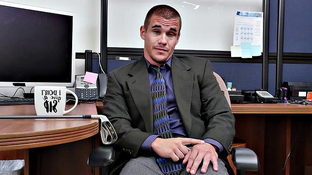 Hairy ass boss enjoys wild office threesome with glasses wearing studs