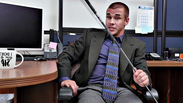 Hairy ass boss enjoys wild office threesome with glasses wearing studs