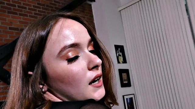 Real amateur babe wanks POV rod with oiled hands